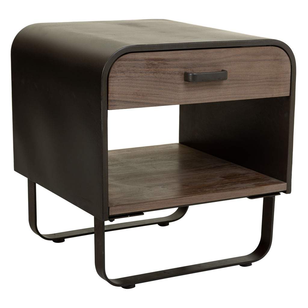 Wonderlust Deco - Mesita  de madera y metal negro 50x52x56h cm Marrón 50x52x56