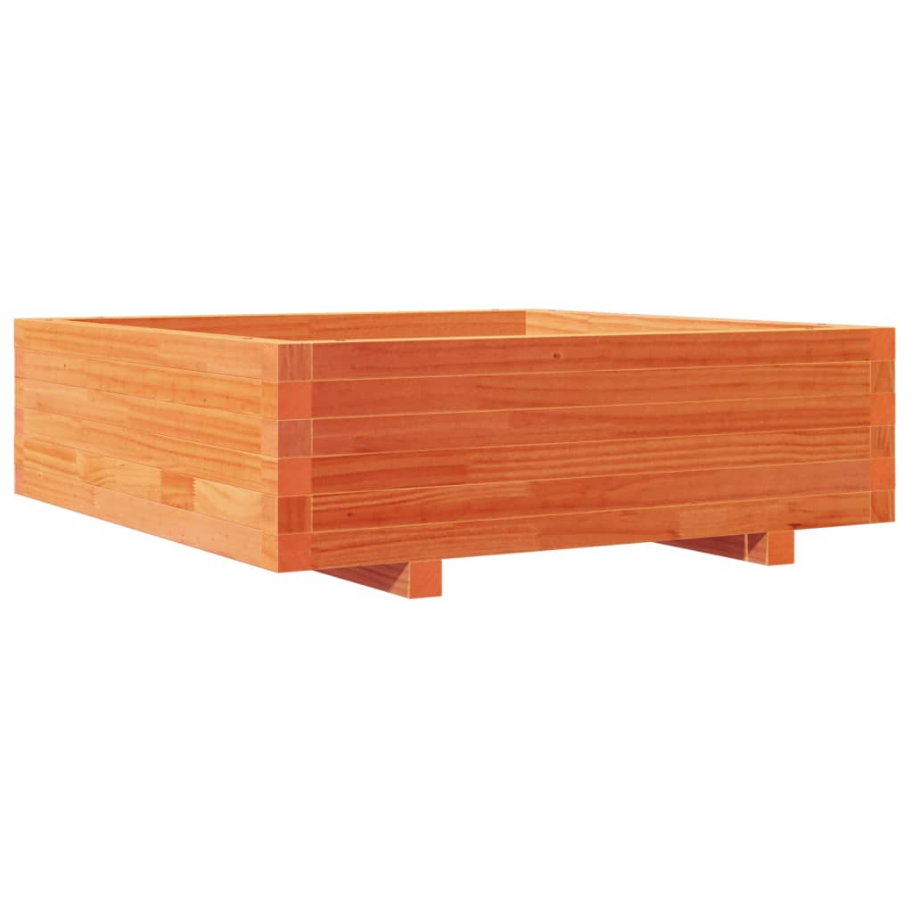 vidaXL Jardinera de madera maciza de pino 80x80x26,5 cm Color Pino natural,  Blanco,  Marrón cera y mas