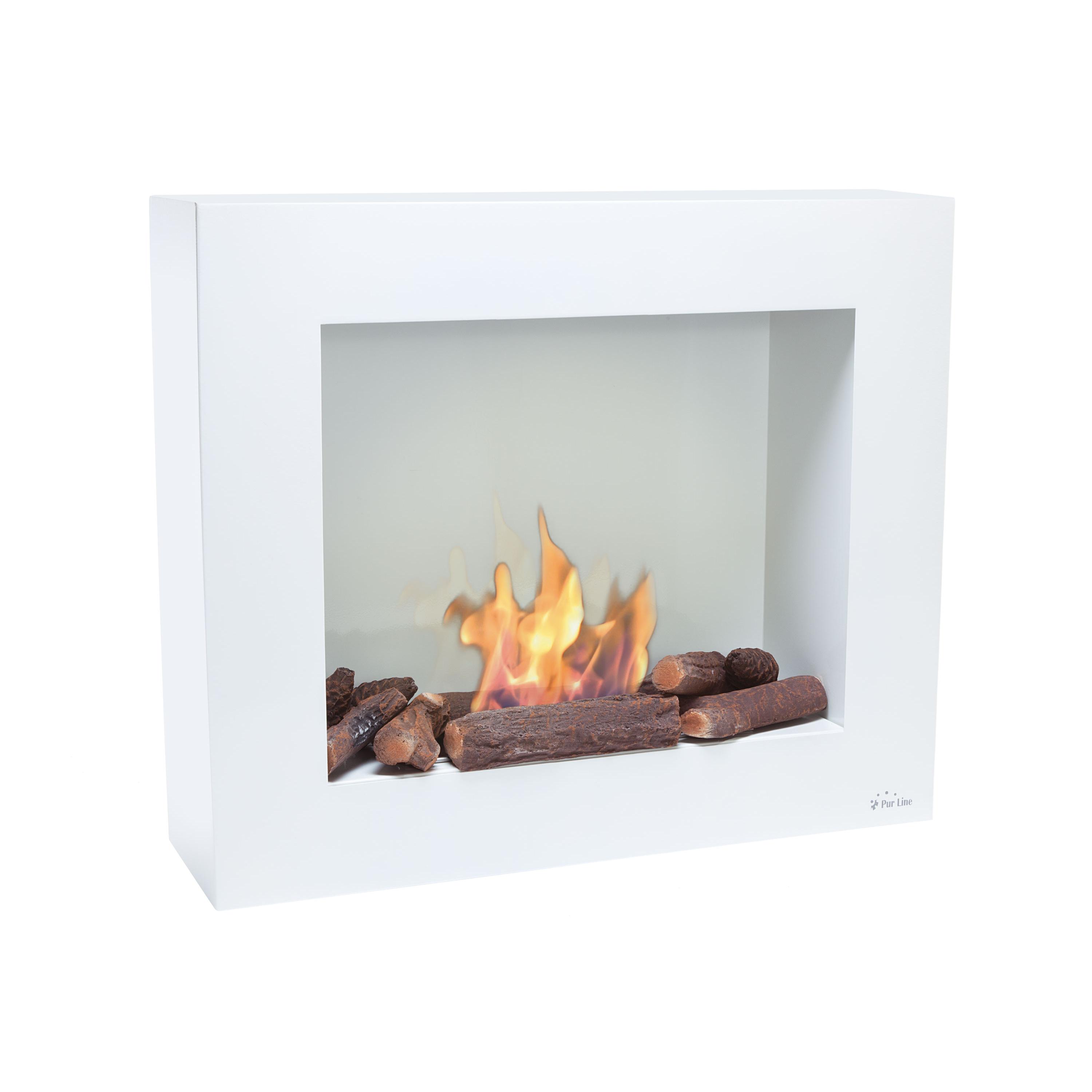 Chimenea de etanol en blanco con kit de leños Purline BESTBIO