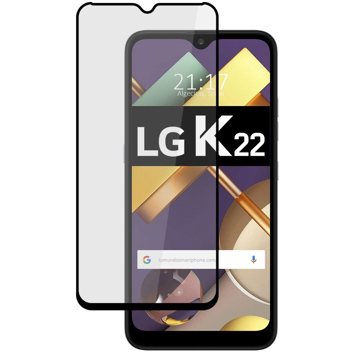 Tumundosmartphone Protector Cristal Templado Completo 5D Full Glue Negro para LG K22 Vidrio