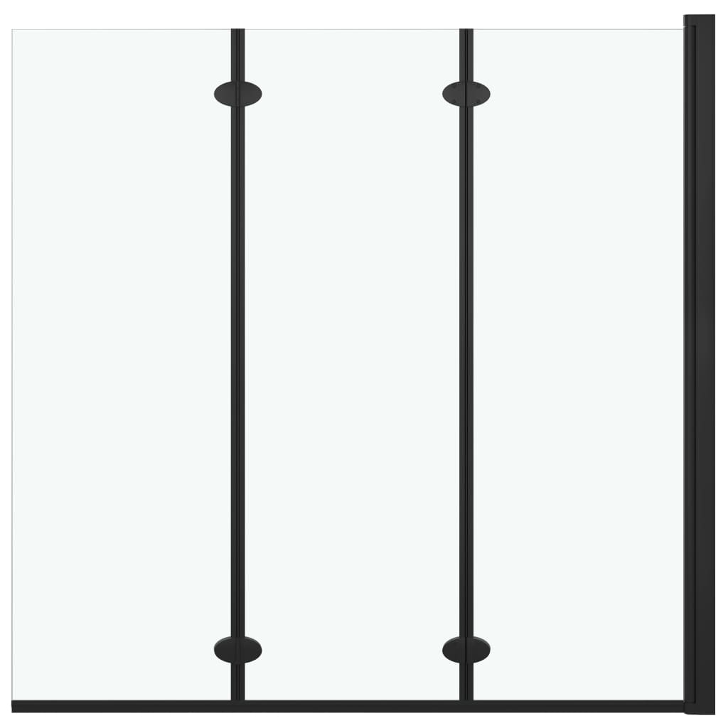 vidaXL Mampara de ducha plegable 3 paneles ESG 130x138 cm negro