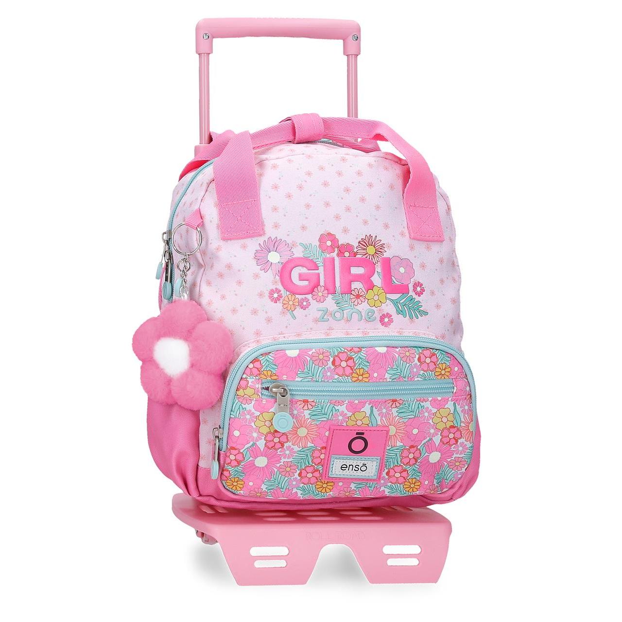 Mochila escolar con carro Enso Girl Zone 23x28x10cm Fucsia