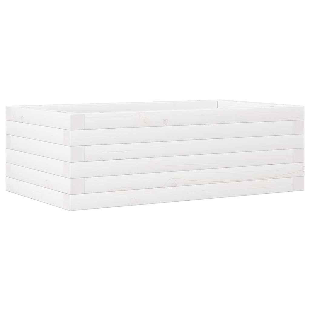 vidaXL Jardinera de madera maciza de pino 70x40x23 cm Color Pino natural,  Blanco,  Marrón cera y mas