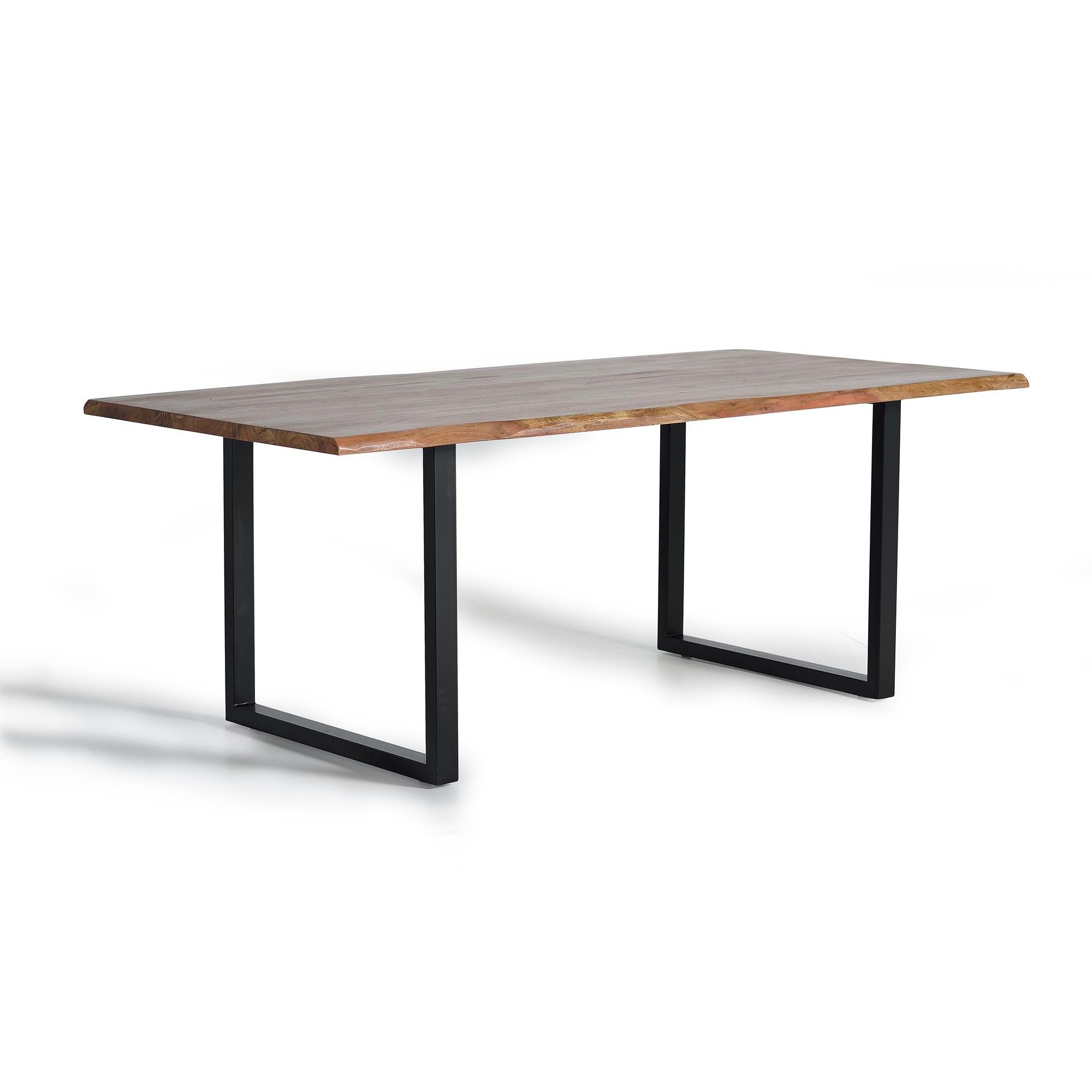 Mesa comedor en madera acacia natural y patas de metal negro78X200X100