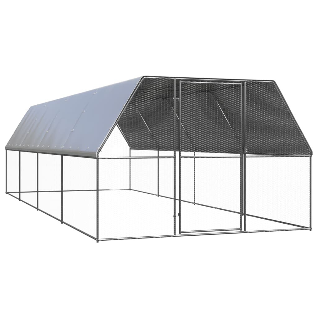 vidaXL Jaula Gallinero de Exterior Corral para Pollos Gallinas Acero Galvanizado Multitalle