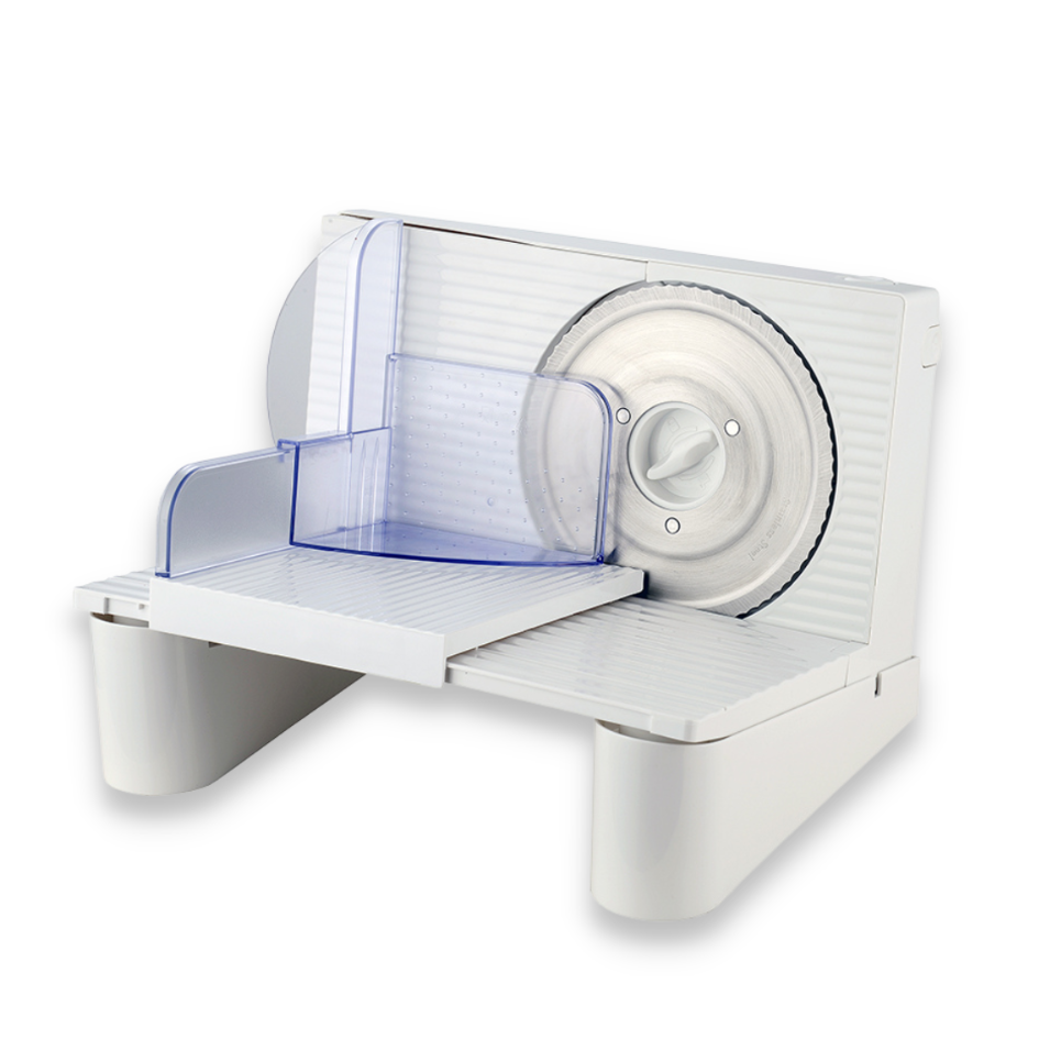 Cortadora de Fiambre y embutidos STARLYF Professional Slicer, Cuchilla de Acero Inoxidable, Base inclinada, Fácil de Limpiar, Cortafiambres Eléctrico con Espesor Ajustable 0-15 mm