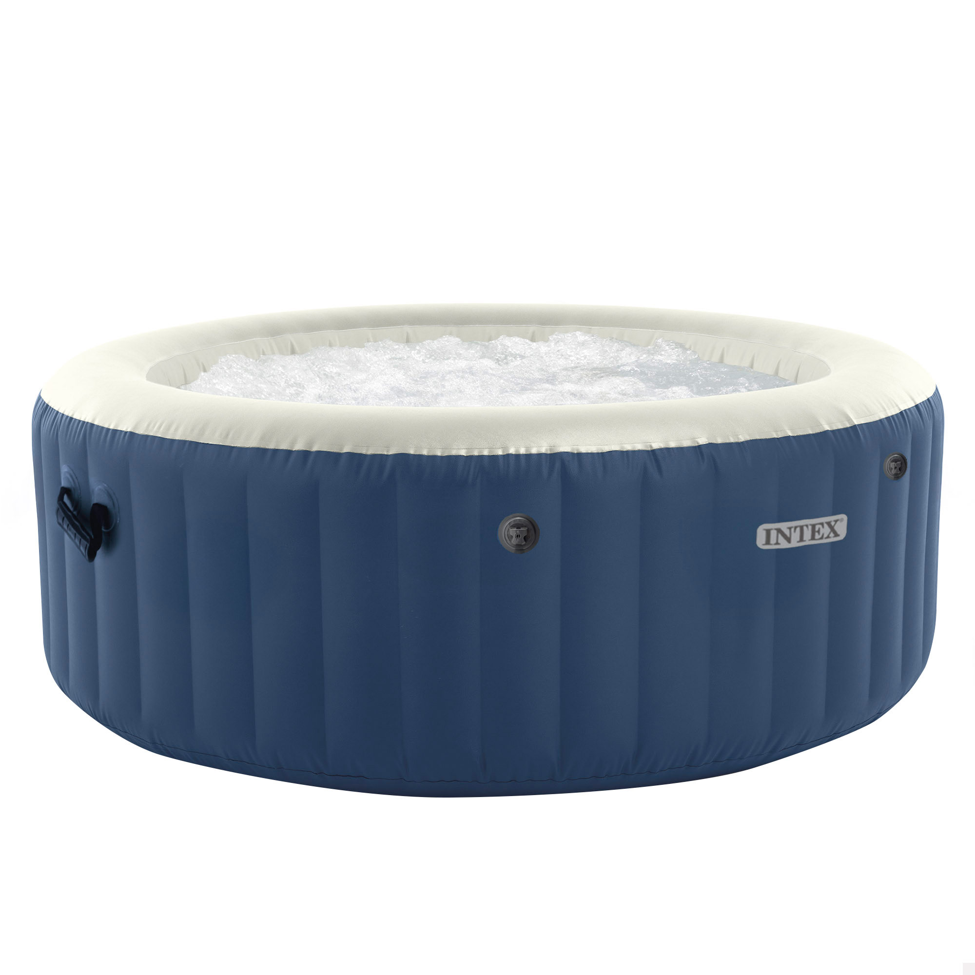 INTEX - Spa hinchable circular Blue One, Ø180x66 cm, 2-4 personas, 100 burbujas, 20º-40º, 677 litros, lona hinchable, cobertor aislamiento, unidad de control, 2 filtros cartucho S1, manguera inflado, dispensador cloro flotante