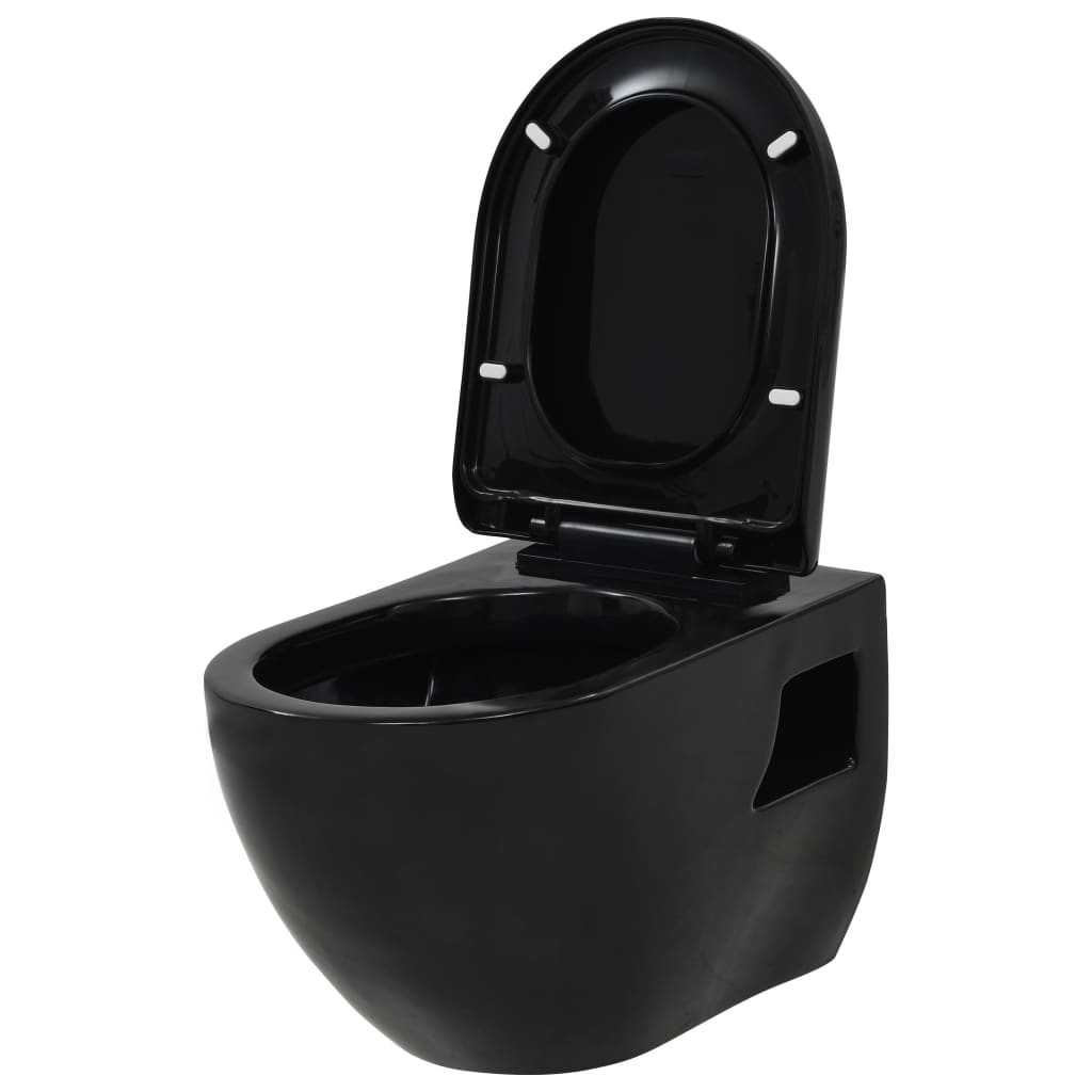 vidaXL Inodoro de Montaje en Pared de Cerámica Baño Casa Hogar Aseo WC Color Blanco,  Negro, y mas