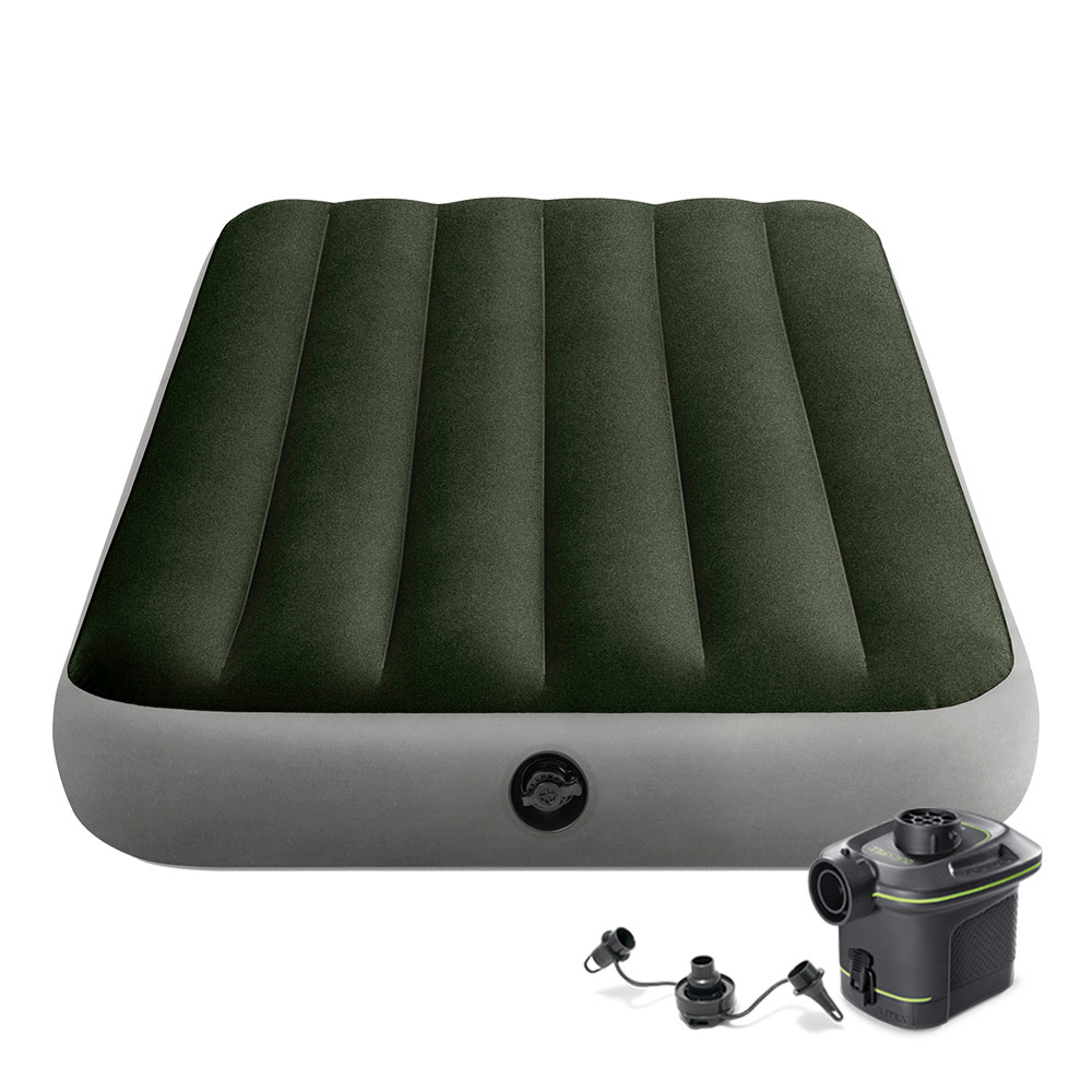 Colchón hinchable individual con hinchador y Fiber-Tech INTEX