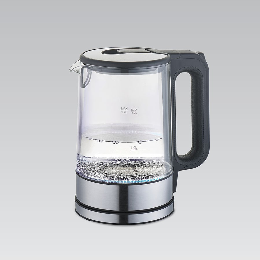 Maestro MR-053 - Hervidor de agua (cristal, 1,7 L, 2200 W, LED, apagado automático, filtro antical, base giratoria de 360°, diseño moderno, color negro