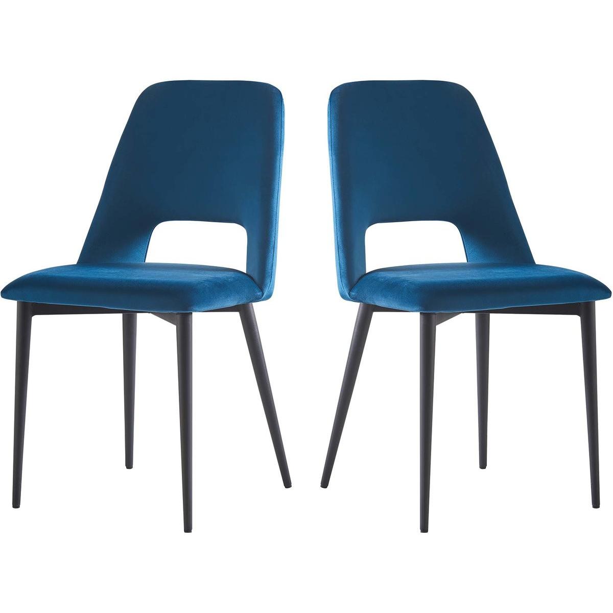 Habitat y Jardin - Lote de 2 sillas de terciopelo "Fedora" - Azul oscuro