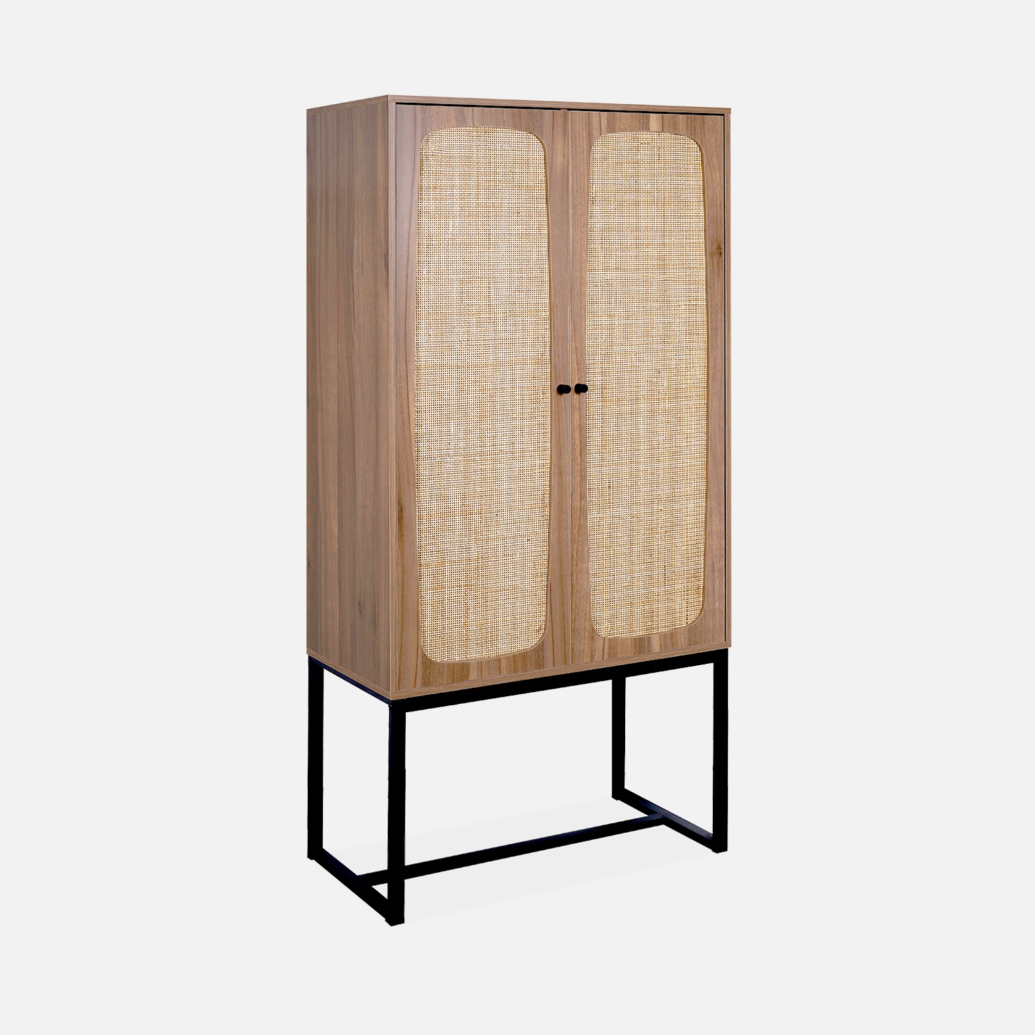 sweeek - Aparador de 2 puertas de caña y madera, 165cm , Retro , 80x40x165