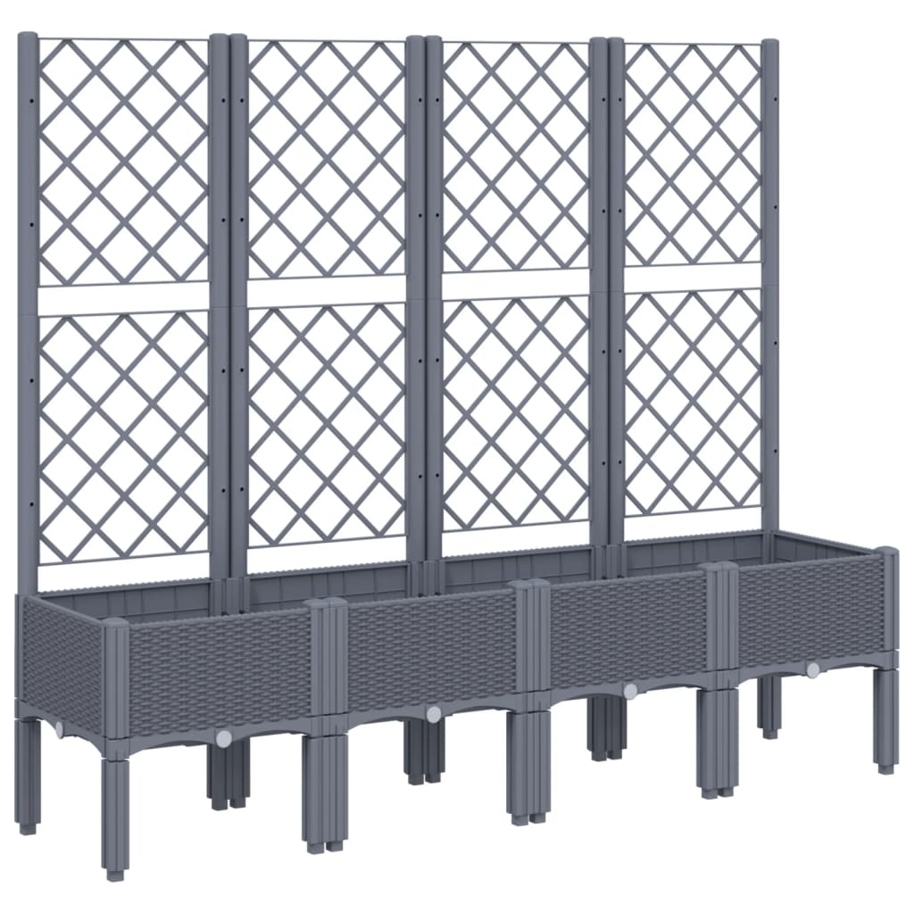 vidaXL Jardinera con enrejado PP 160x40x142 cm Color Gris,  Gris claro,  Negro y mas