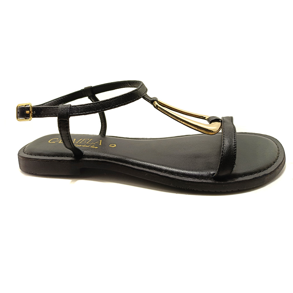 Carmela 16329501, Sandalias Para Mujer Planas, Color Negro.