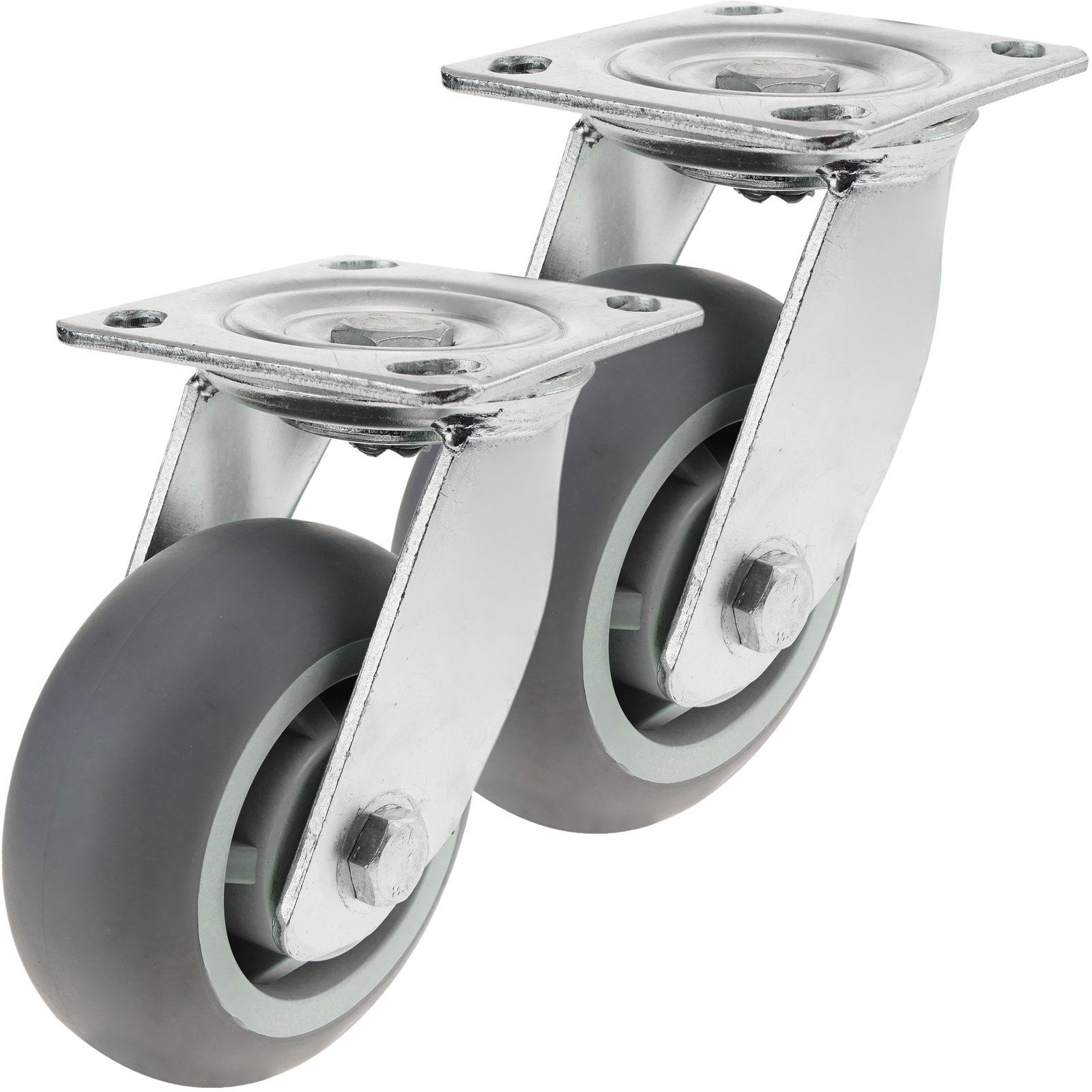 Ruedas pivotantes industriales de poliuretano sin freno 125 mm 2 unidades - PrimeMatik