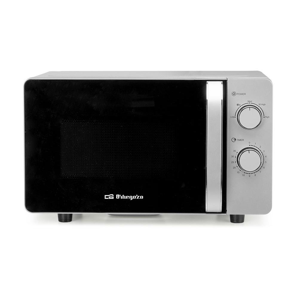 Orbegozo - Microondas MI 2062 CE de 20 L y 700 W con base flatbed sin plato giratorio, interior cerámico y 5 niveles de potencia para cocina compacta, oficina o apartamento
