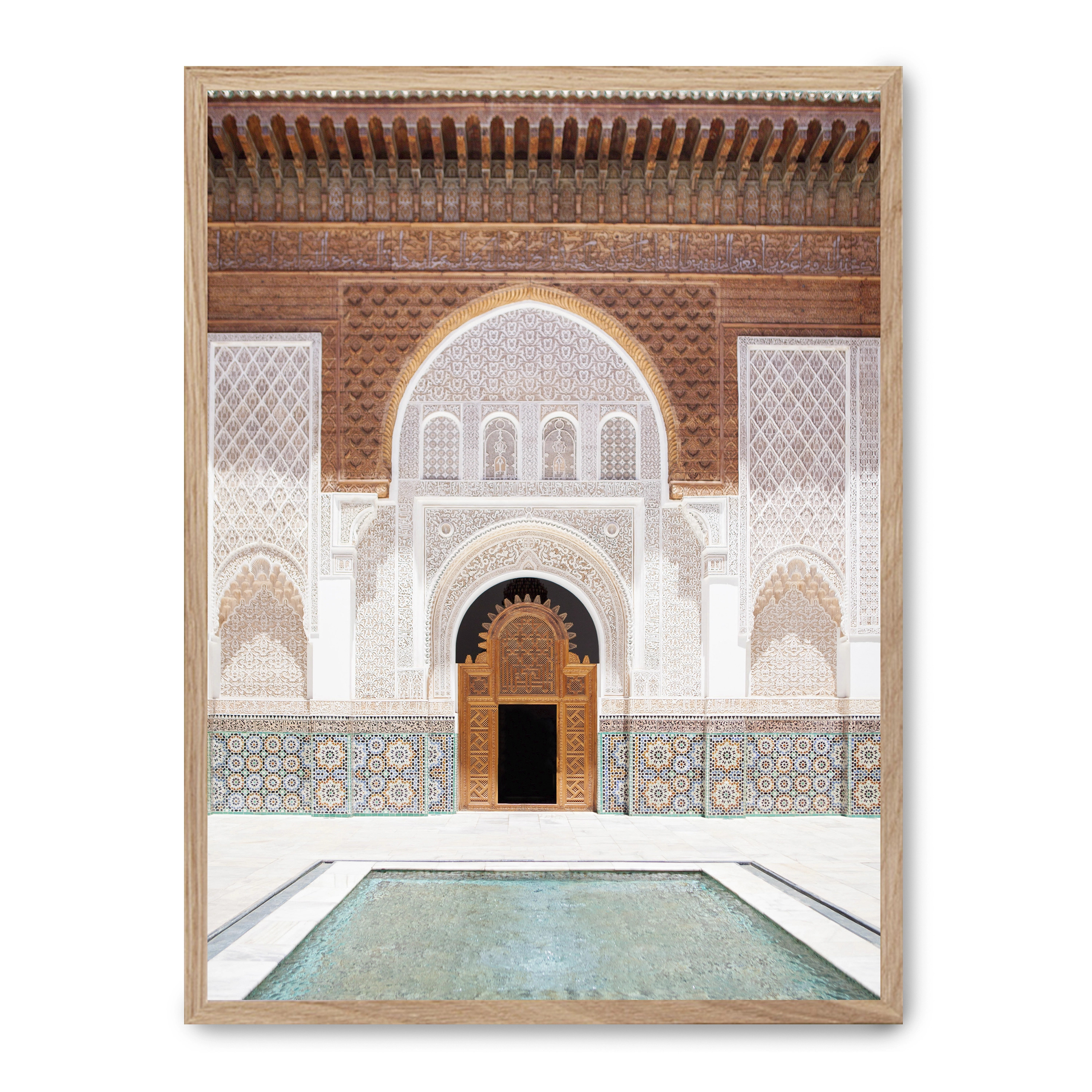 Cuadro details of morocco 30x40cm, Póster impreso en papel de primera calidad de 180gr, montado sobre marco de madera MDF acabado roble., Arquitectura