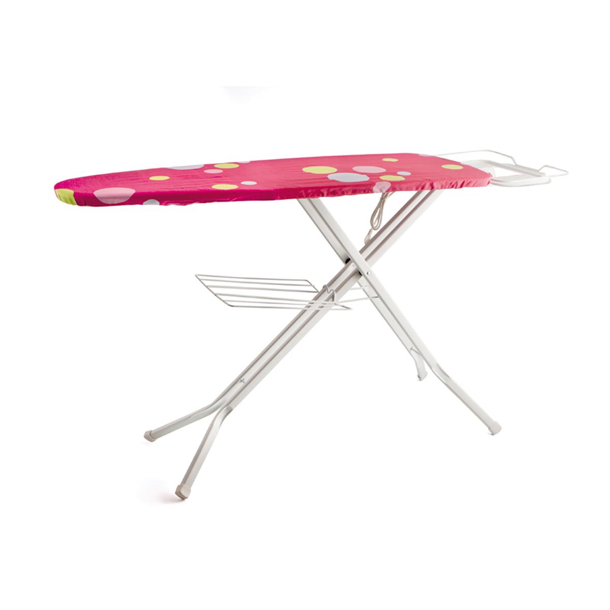 QUID ATLAS Tabla De Planchar 120X38CM Rosa Decorado Fácil de limpiar 2 posiciones de elevación automática