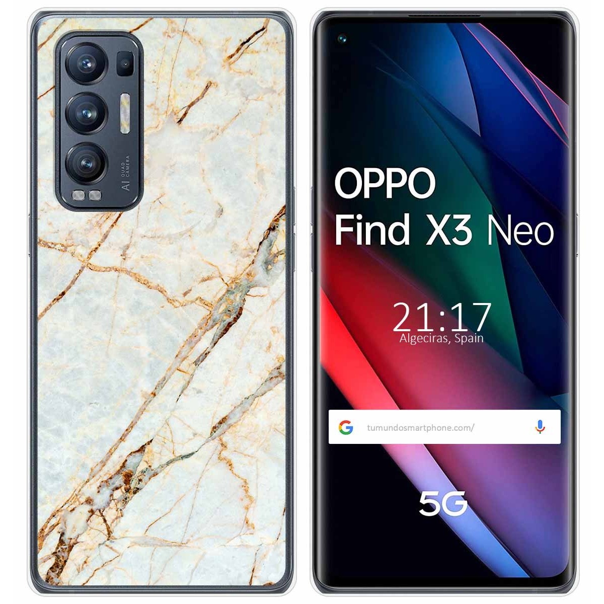 Tumundosmartphone Funda Gel Tpu para Oppo Find X3 Neo 5G diseño Mármol 13 Dibujos