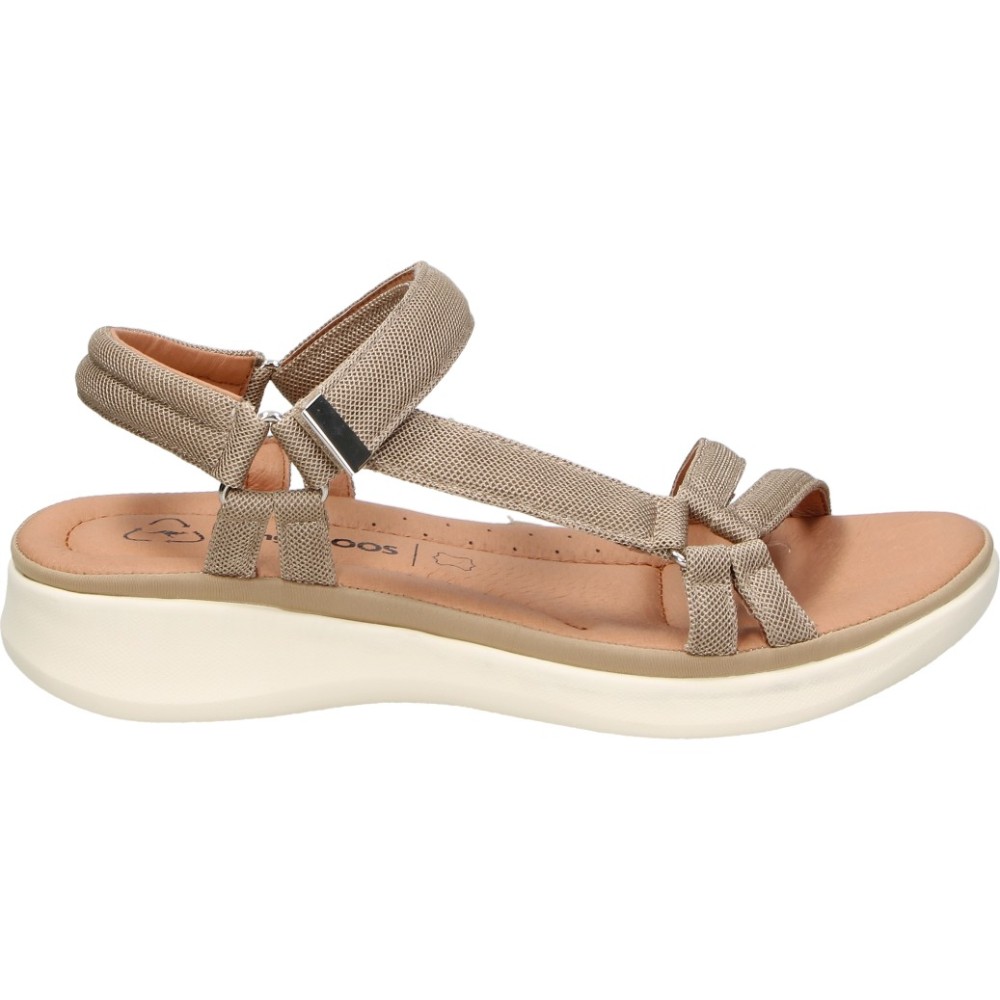 KANGAROOS | Sandalias de Piel Kangaroos para Mujer – Sandalia con Cuña Beige con Cierre de Velcro – Sandalia de Verano Casual – Cuña Baja y Cómoda – Alta Calidad y Versátiles – Modelo K072-7