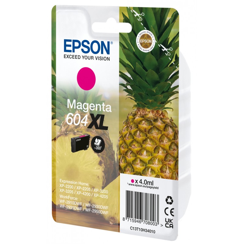 Epson - 604XL cartucho de tinta 1 pieza(s) Original Alto rendimiento (XL) Magenta - C13T10H34020 C13T10H34020