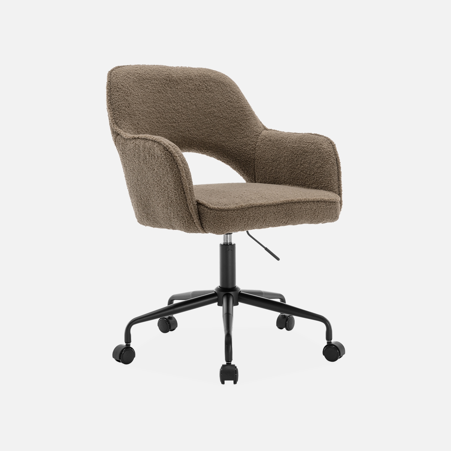 sweeek - Silla de oficina con ruedas en borreguito y base negra , Jim borreguito , 60x62x99