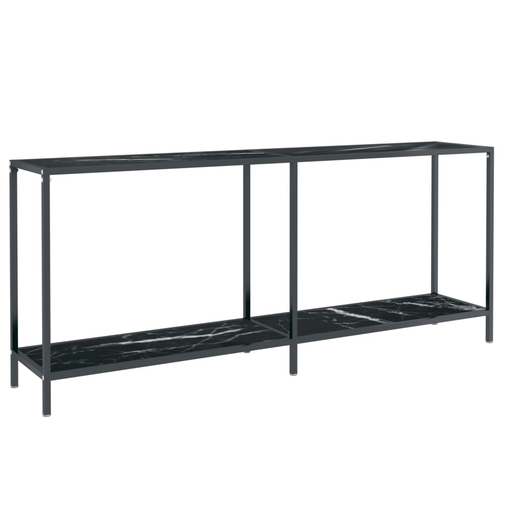 Vidaxl Mesa de Consola Vidrio 180x35x75,5 Cm Transparente, Negro, Mármol Blanco