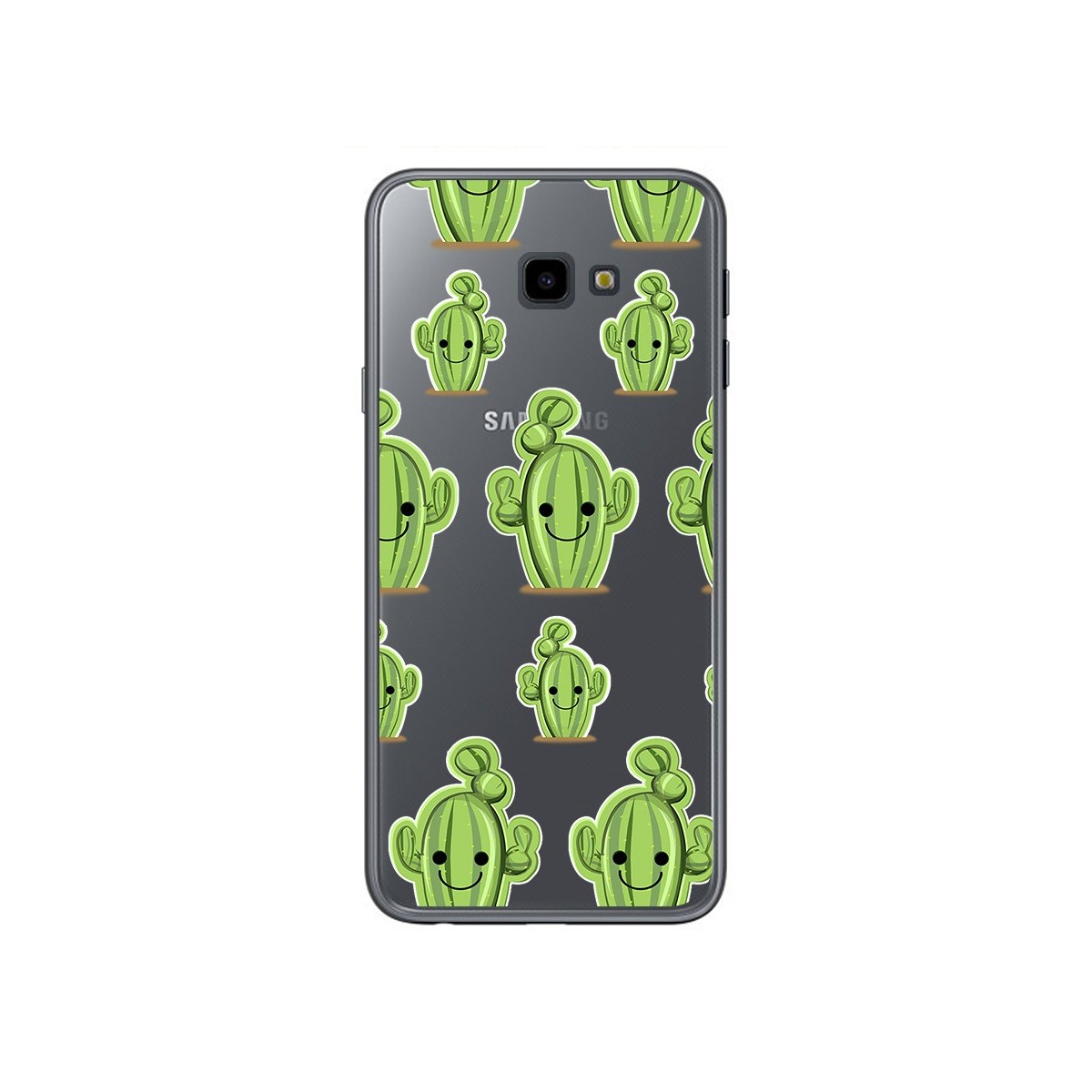 Tumundosmartphone Funda Gel Transparente para Samsung Galaxy J4+ Plus Diseño Cactus Dibujos