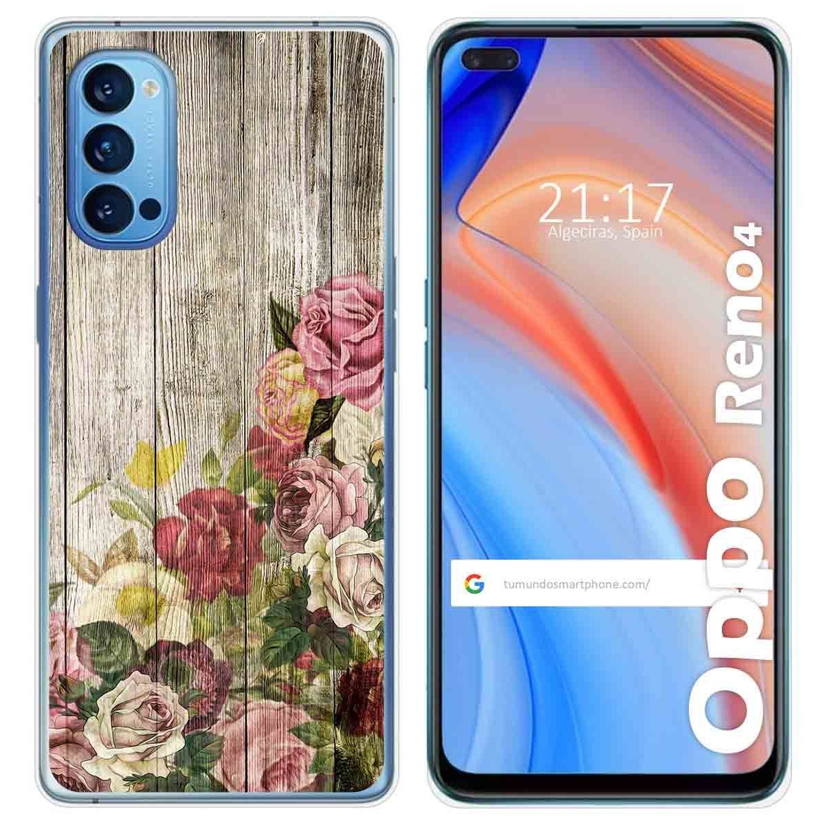 Tumundosmartphone Funda Gel Tpu para Oppo Reno 4 5G diseño Madera 08 Dibujos