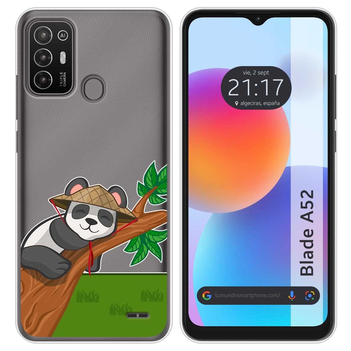 Tumundosmartphone Funda Silicona Transparente ZTE Blade A52 Diseño Panda Dibujos