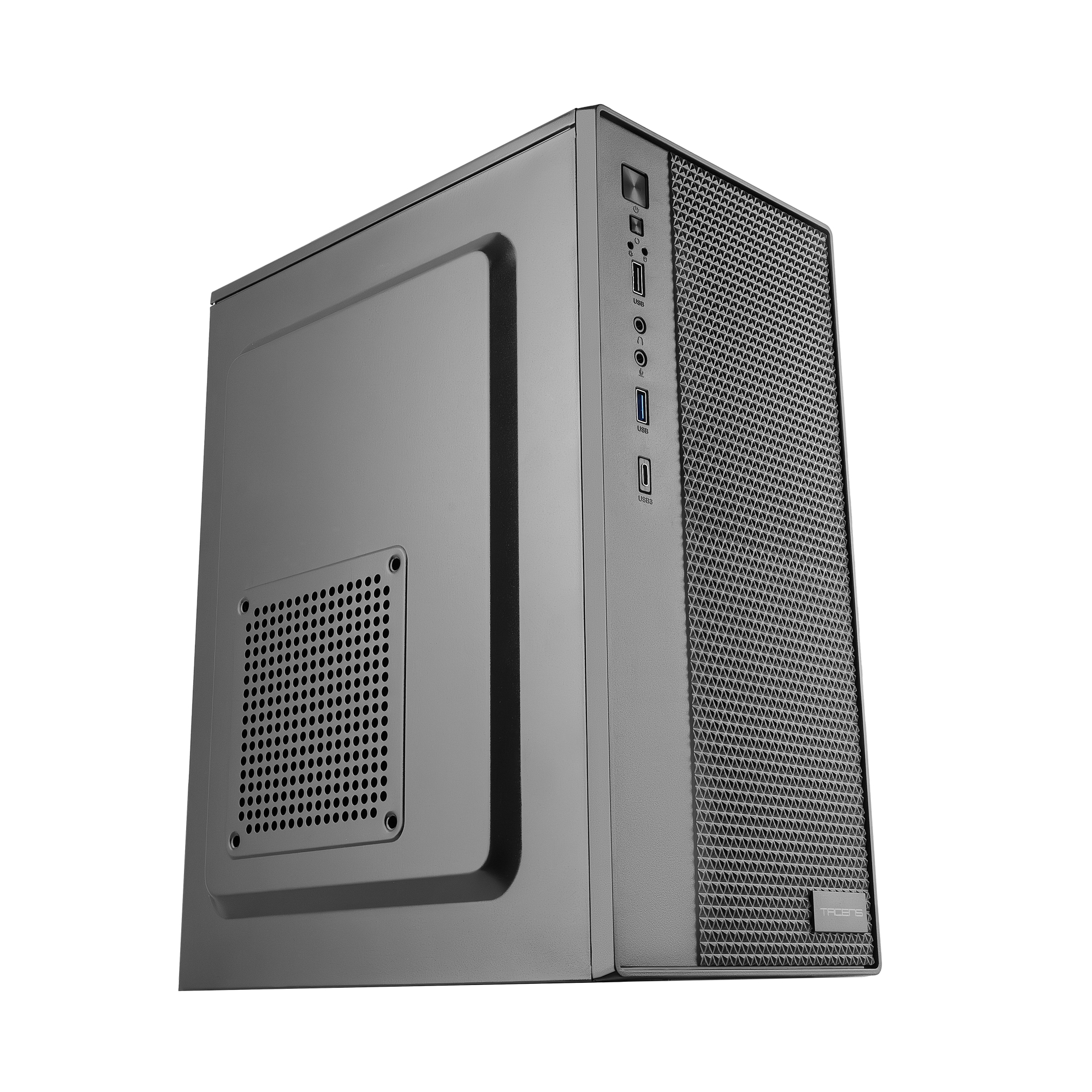 Mars Gaming AC7500, Caja PC MicroATX y Mini-ITX, Fuente de Alimentación 500W Integrada, Panel Frontal Geométrico 3D, Minitorre con Conectividad Frontal USB-C + USB 3.0 + USB 2.0 + HD Audio, Negro