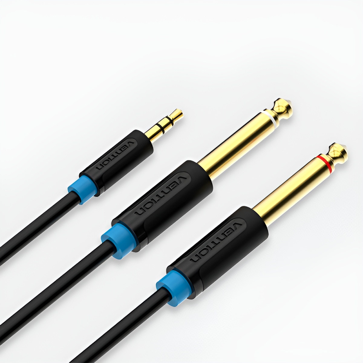 Vention cable estereo jack 3.5 macho a 2x jack 6.5 macho - 3m - color negro