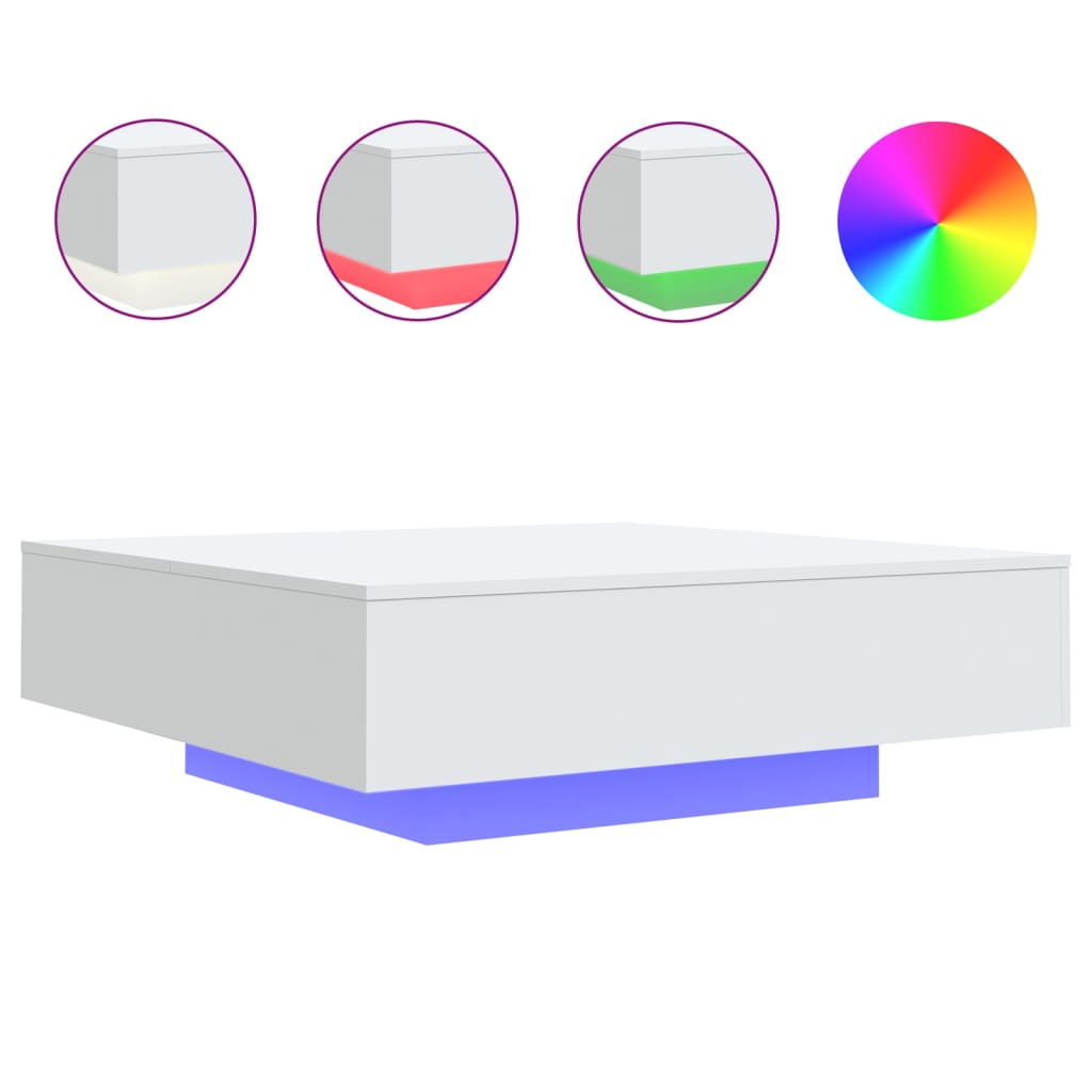 Vidaxl Mesa de Centro con Luces LED 100x100x31 Cm Blanco