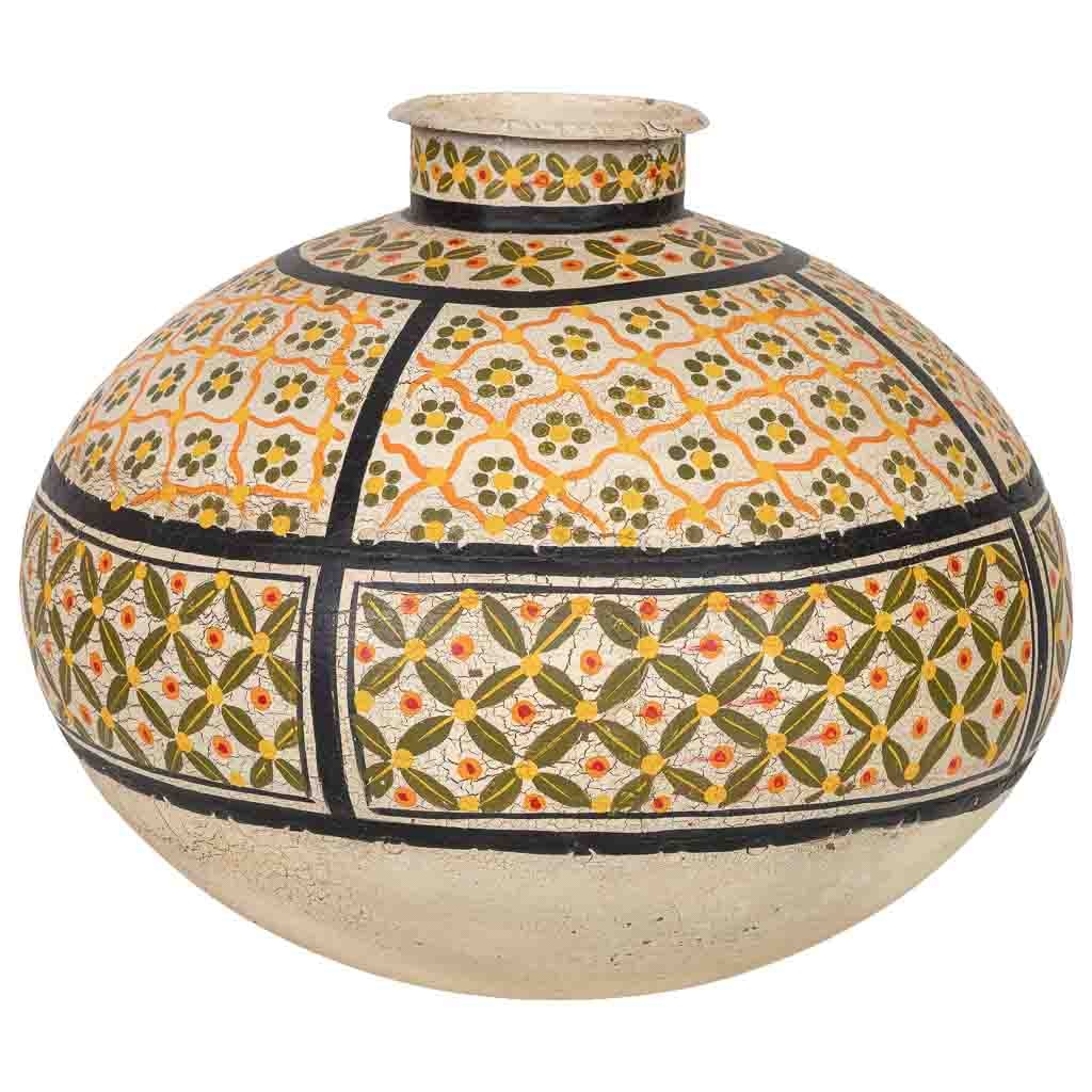 Wonderlust Deco - Jarrón de hierro multicolor pintado a mano 35x35x32cm Multicolor 35x35x32h cm