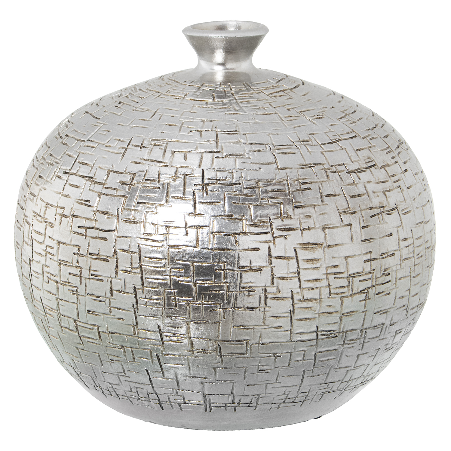 Jarron ceramica diametro 26cm plateado 26x24cm
