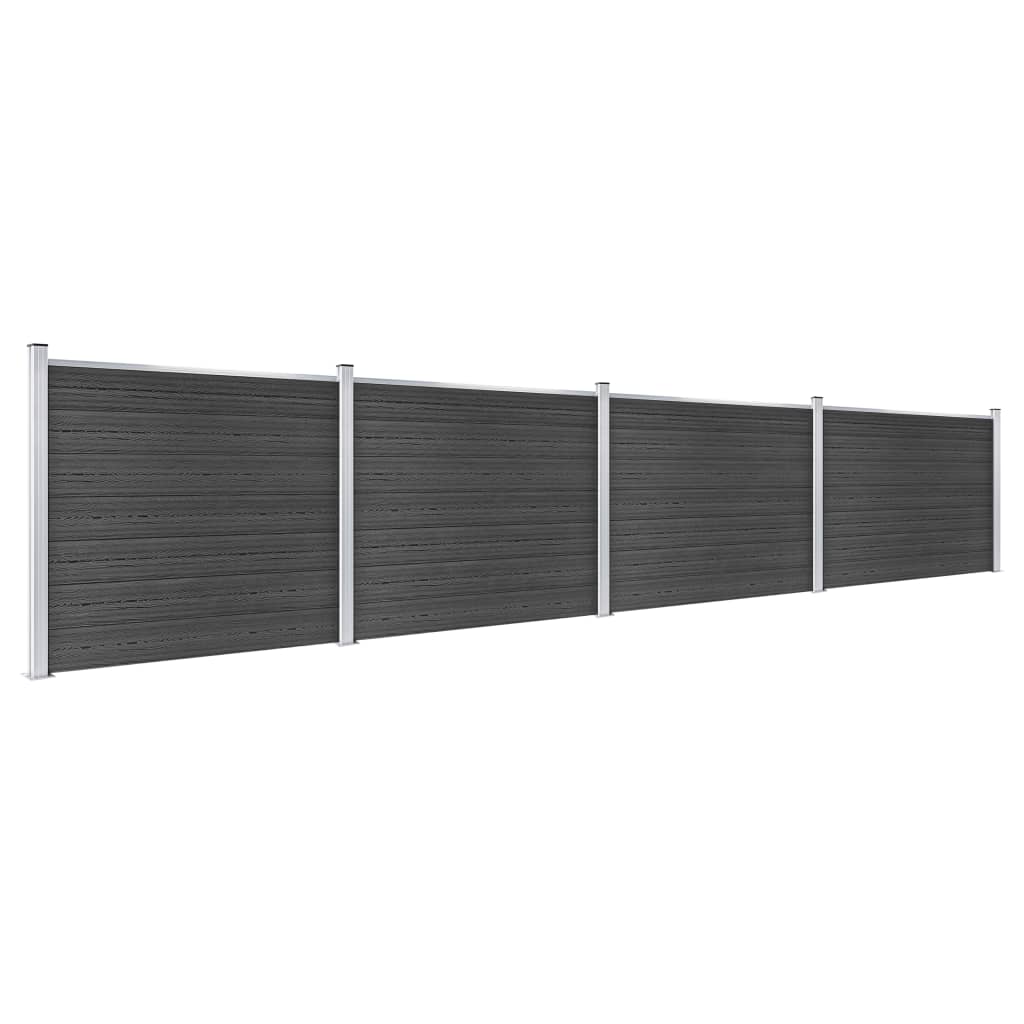 Vidaxl - Set de Panel de Valla WPC 699x146 Cm - Marrón, Gris, Negro - Ideal para Uso en Jardines