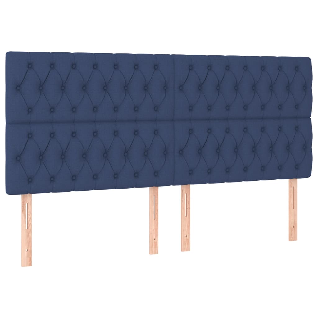 vidaXL Cabecero con luces LED tela azul 200x7x118/128 cm
