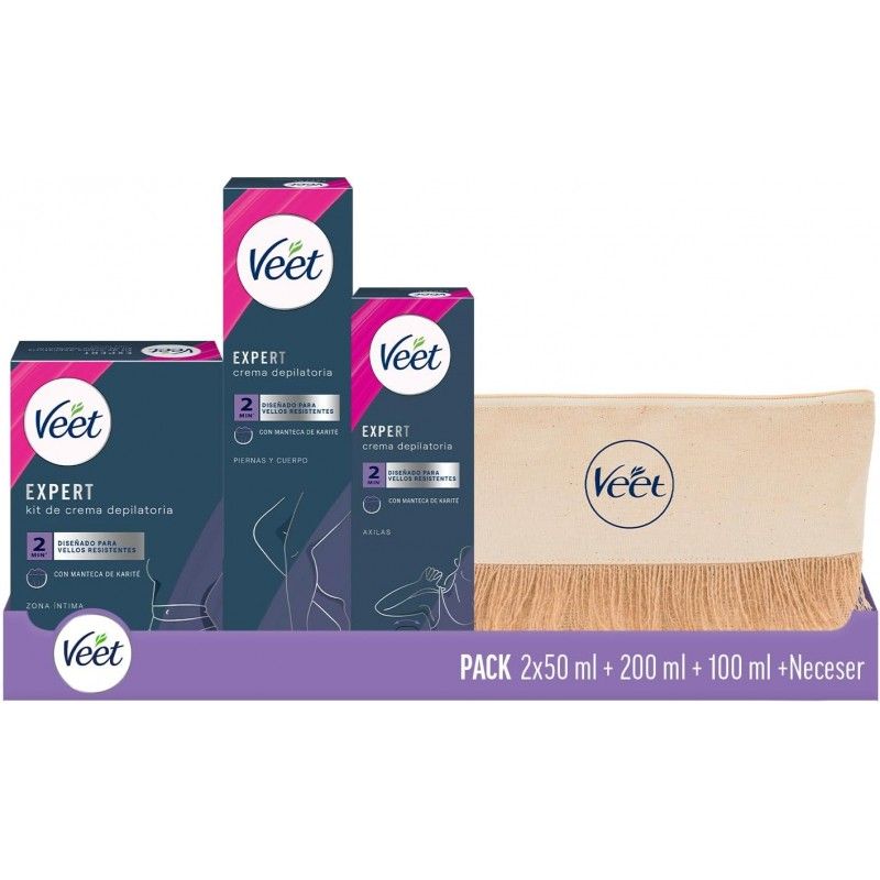 Veet - Pack Veet Expert Cremas Depilatoria Mujer para Cuerpo y Piernas + Neceser