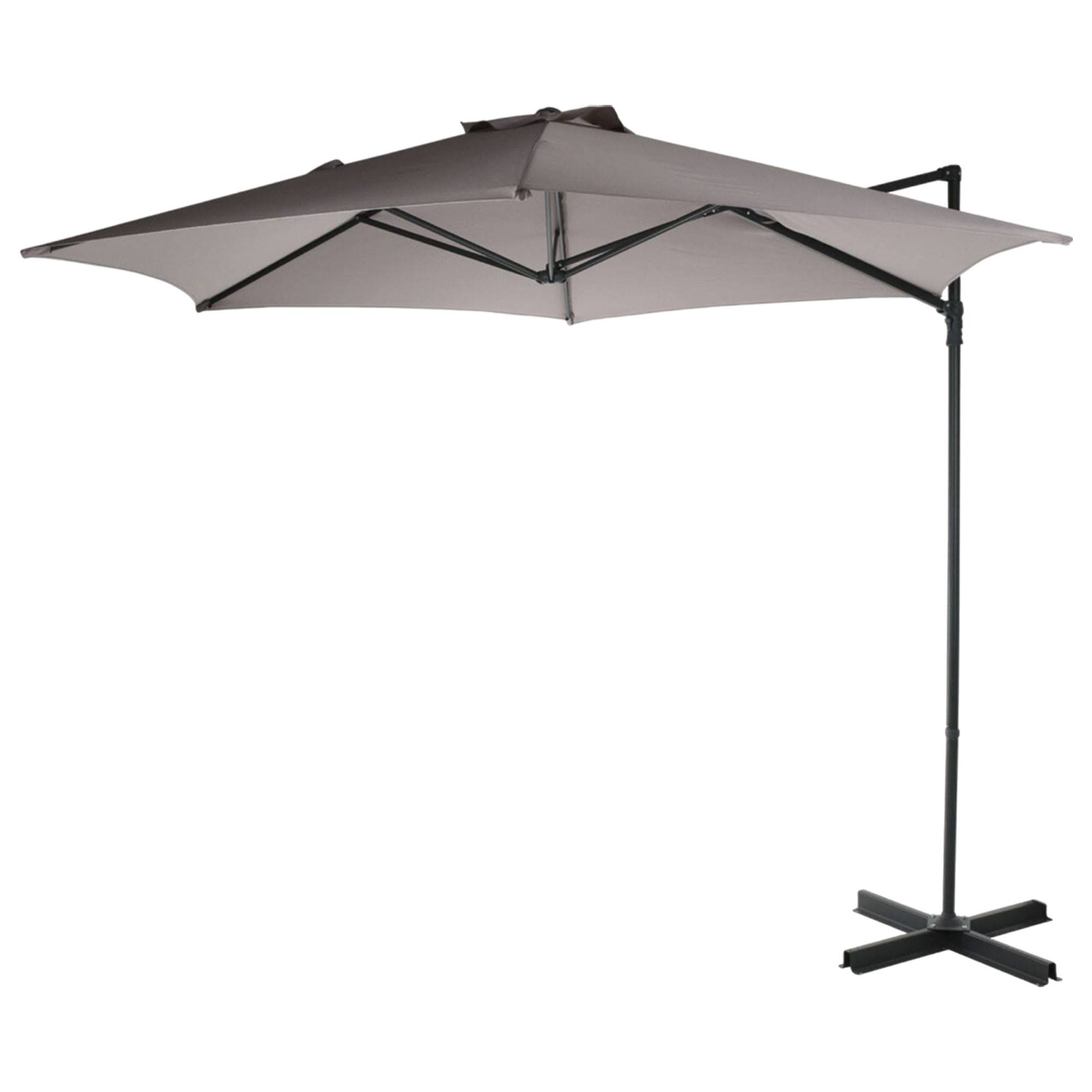WELL HOME - Sombrilla colgante Push Up de Ø270cm en color topo con base de acero cruzado
