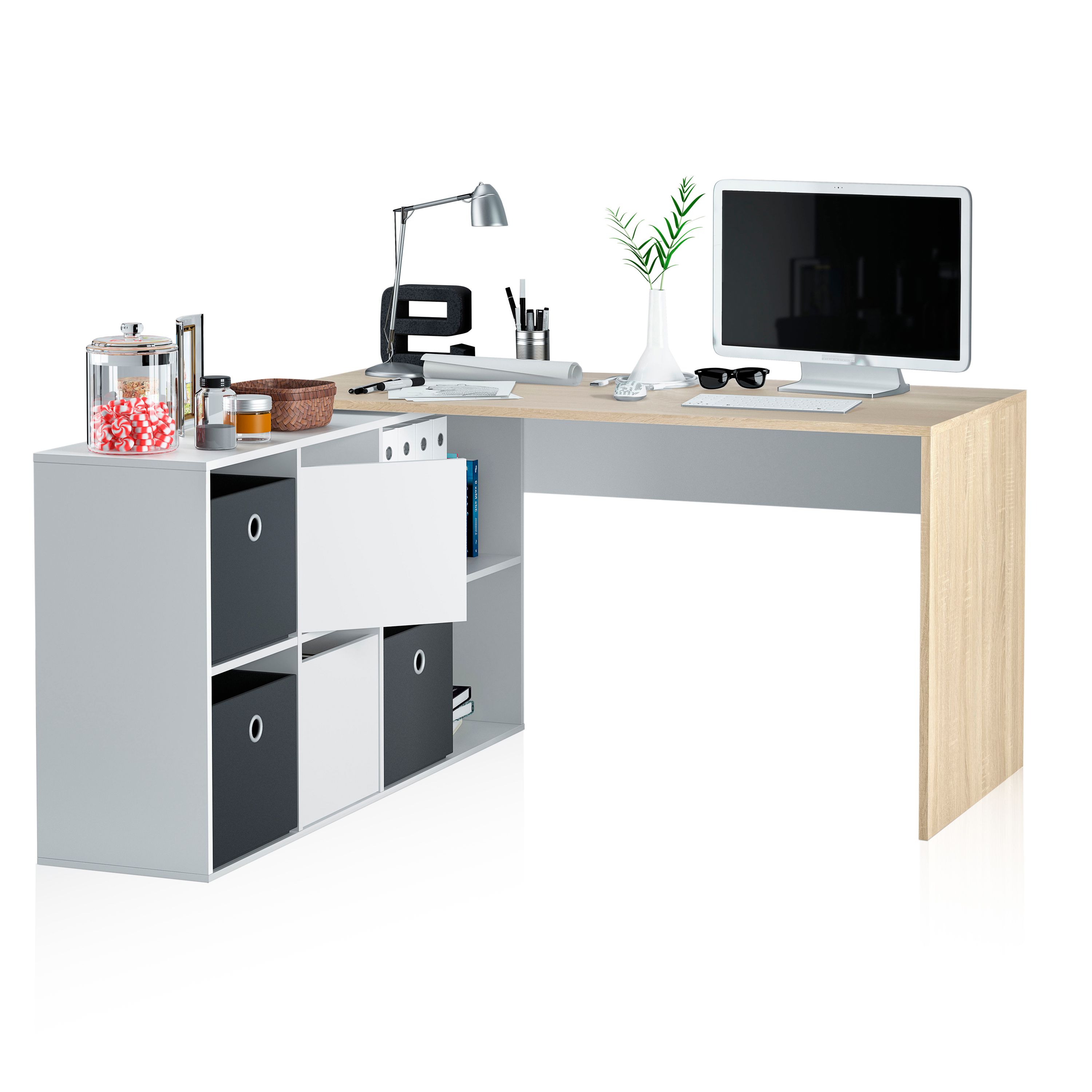 duehome - Mesa de escritorio multiposición 136x139 cm Move