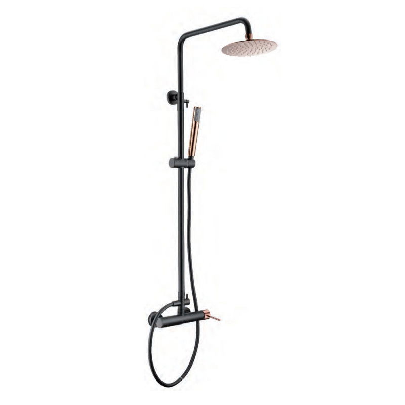Imex Milos BDYS045/NOR columna de ducha empotrada moderna negra mate y oro rosa