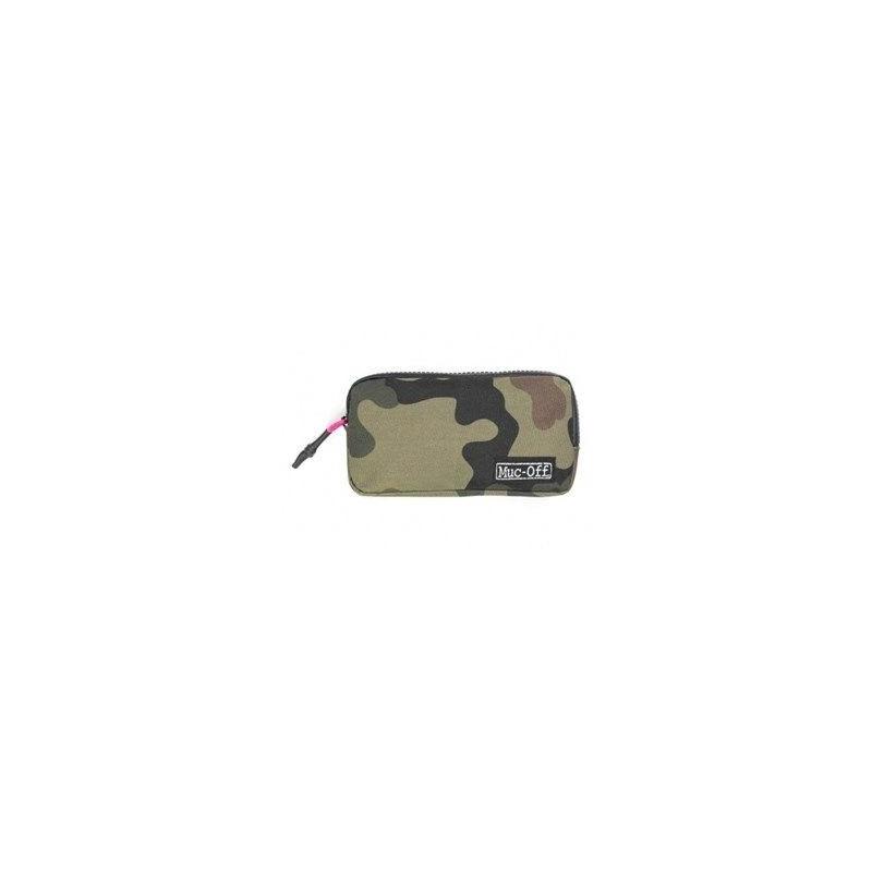 Muc-Off - Bolsa para herramientas y teléfonos móviles de poliéster repelente al agua, compacta y multiusos con cremallera termosellada, diseño camuflaje, dimensiones 17 x 9 x 2 cm, ideal para ciclismo y reparación en ruta