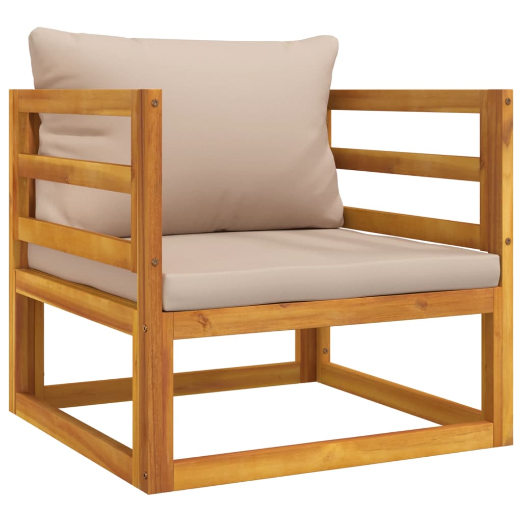 Vidaxl Sillón de Jardín en Madera Maciza Acacia con Cojines Taupé