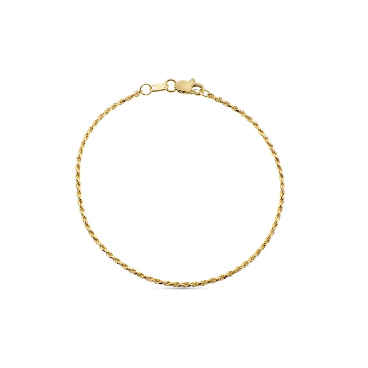 Pulsera oro 18k cordón salomónico 19cm. lisa cierre mosquetón