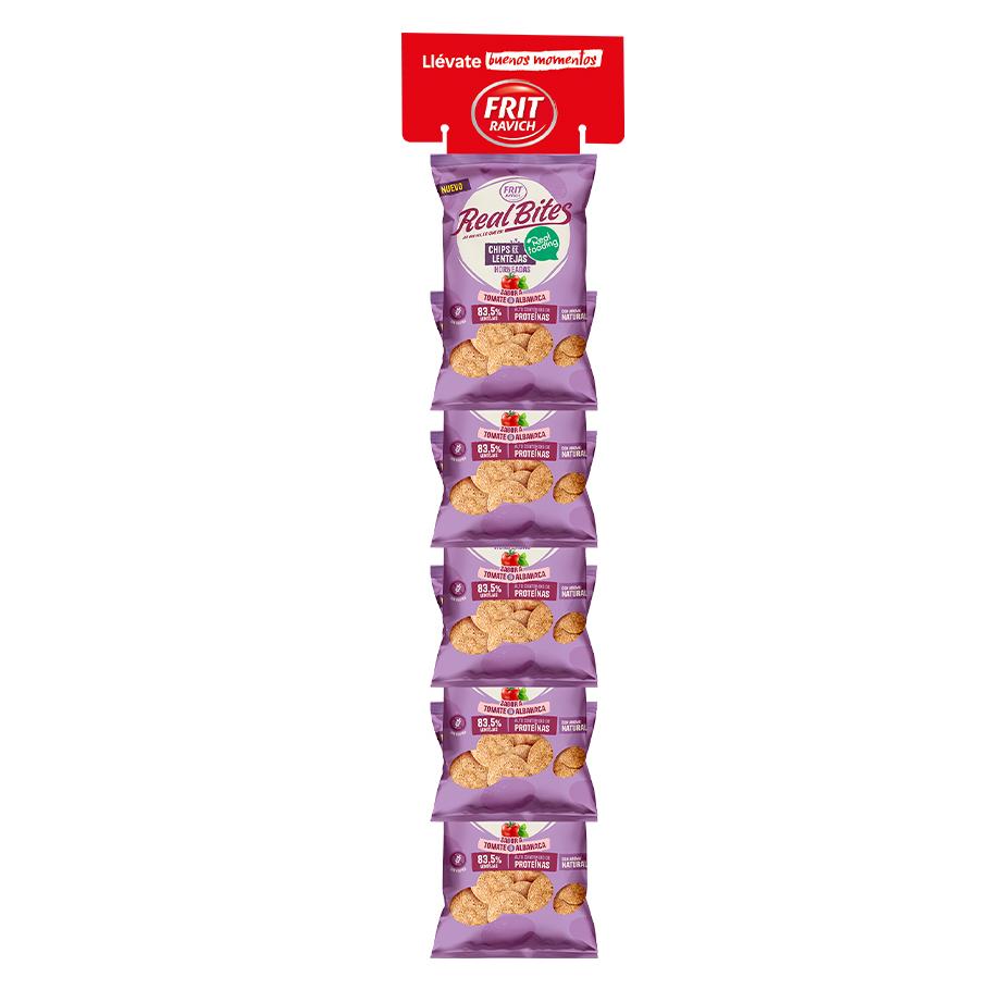 Chips de Lenteja RealFooding - Caja 6 Paquetes - Sabores: Original - Sal y Pimienta - Tomate y Albahaca. Chips de Lentaja Real
