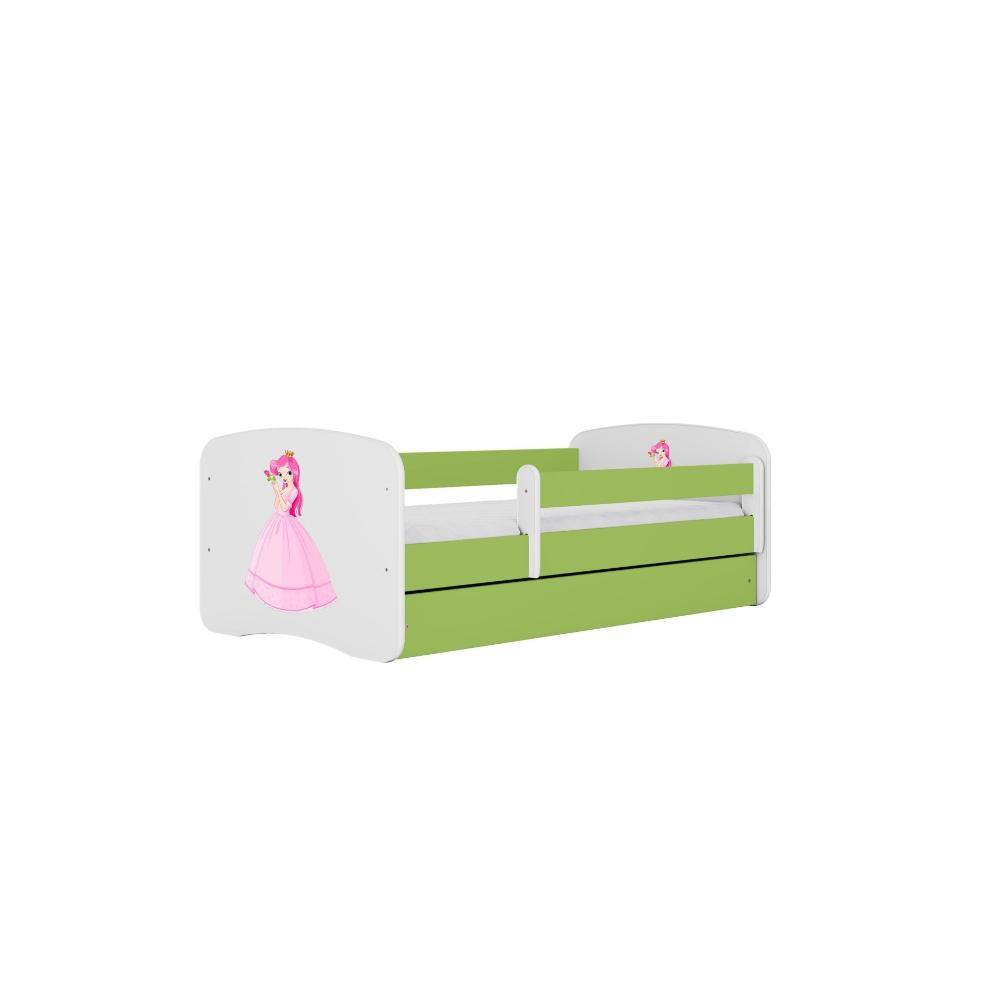 Cama 140 x 70 cm Kocot Kids com gaveta e colchão BabyDreams Princess Green