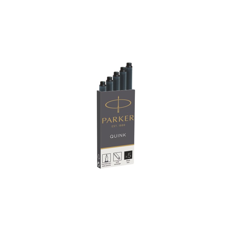 Parker - Quink inktpatronen zwart, doos met 5 stuks Negro 5 pieza(s) 1950382