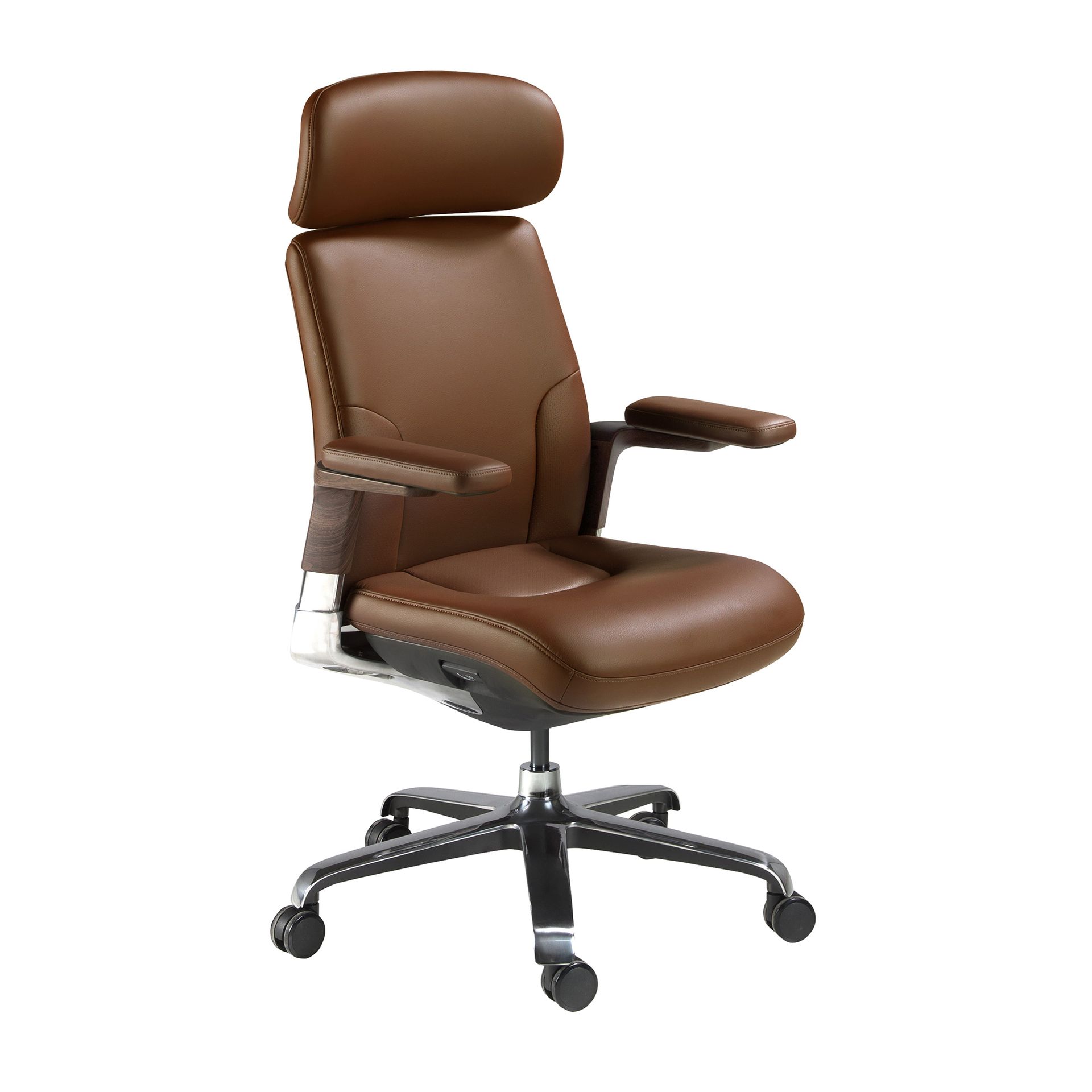 ANGEL CERDÁ - Silla oficina giratoria polipiel marrón ergonómica diseño moderno modelo 4211
