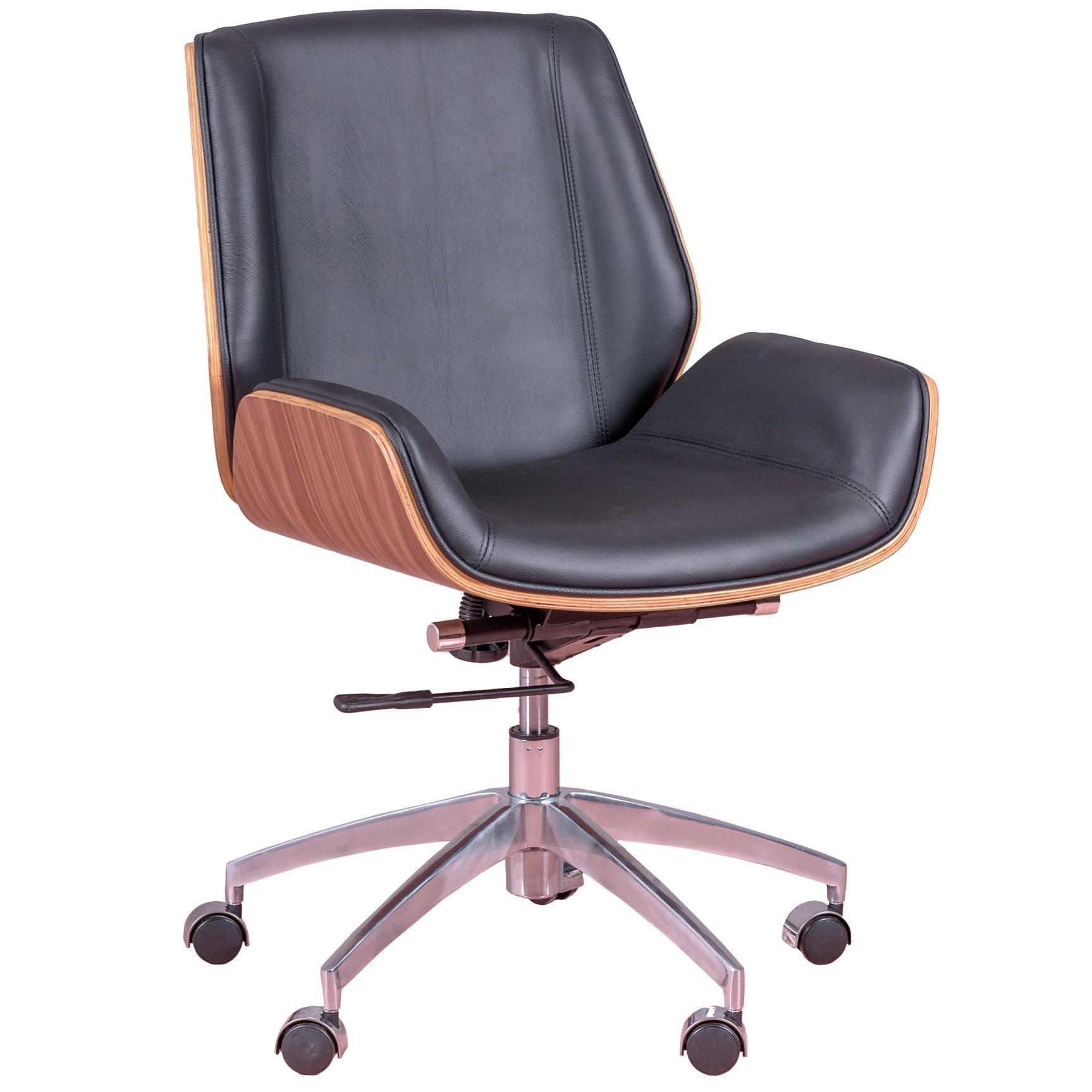 Nest Dream - Silla de oficina con madera de nogal y tapizada en piel italiana - Nordic