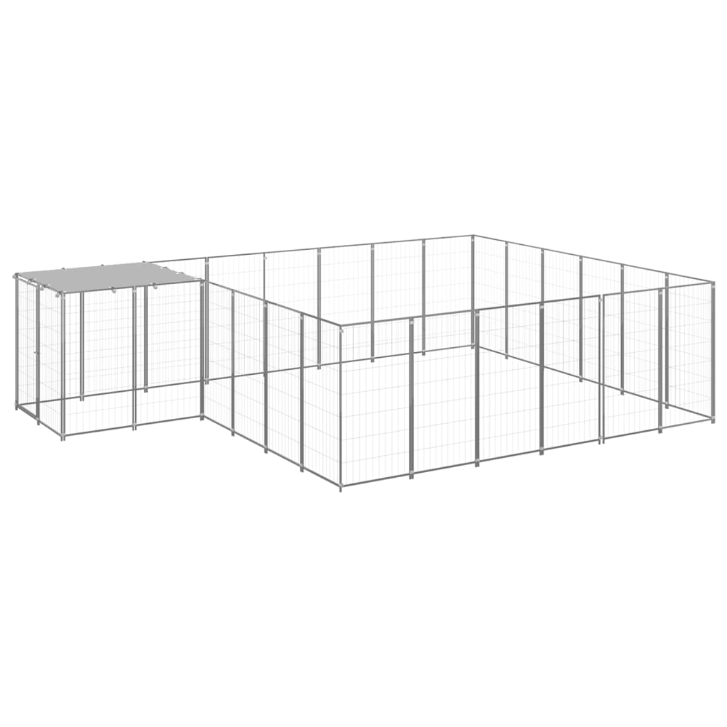 vidaXL Perrera 12,1 m² Acero Casa Jaula Perro Cachorro Recinto Mascota Color Plateado,  Negro, y mas
